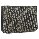Christian Dior Trotter Canvas Clutch Bag Navy Silver Auth ti3819-1
