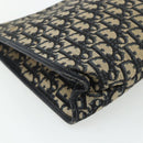 Christian Dior Trotter Canvas Clutch Bag Navy Silver Auth ti3819-14