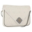 Christian Dior Honeycomb Canvas Shoulder Bag PVC White Gold Auth ti3821-1