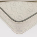 Christian Dior Honeycomb Canvas Shoulder Bag PVC White Gold Auth ti3821-10