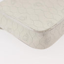 Christian Dior Honeycomb Canvas Shoulder Bag PVC White Gold Auth ti3821-12