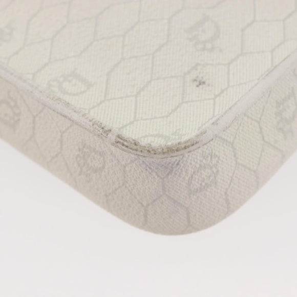 Christian Dior Honeycomb Canvas Shoulder Bag PVC White Gold Auth ti3821