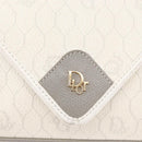 Christian Dior Honeycomb Canvas Shoulder Bag PVC White Gold Auth ti3821-14
