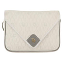 Christian Dior Honeycomb Canvas Shoulder Bag PVC White Gold Auth ti3821-2