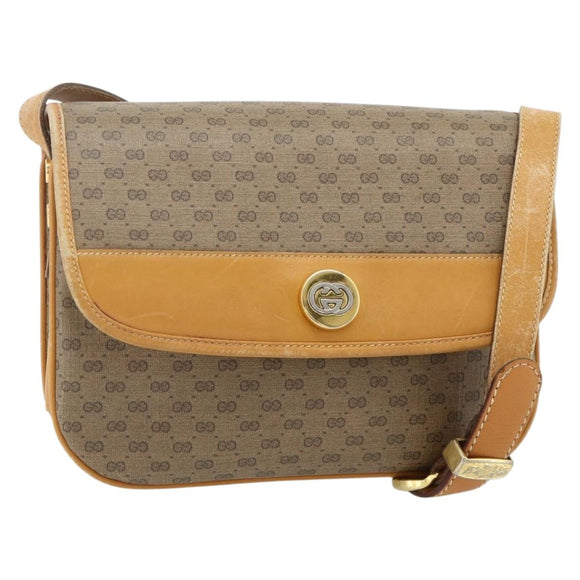 GUCCI Micro GG Supreme Shoulder Bag PVC Brown Gold 001 116 0917 Auth ti3822