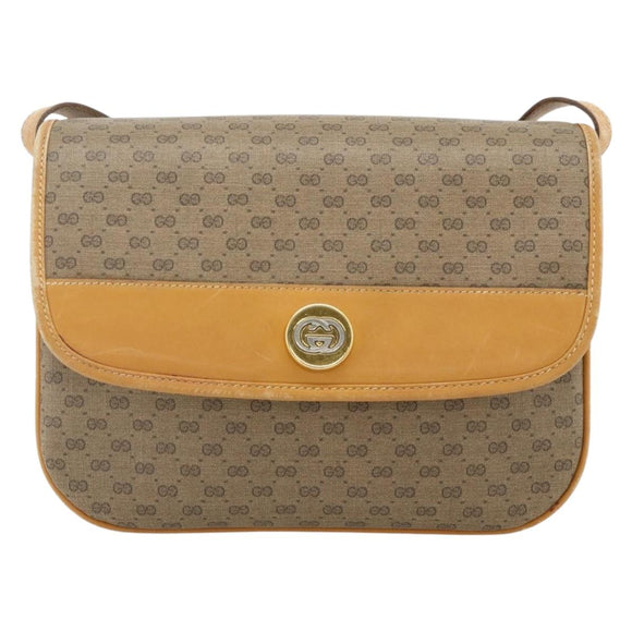 GUCCI Micro GG Supreme Shoulder Bag PVC Brown Gold 001 116 0917 Auth ti3822