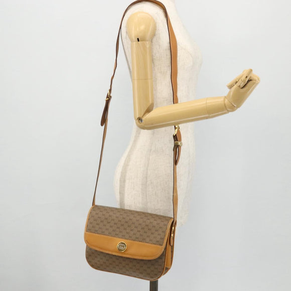 GUCCI Micro GG Supreme Shoulder Bag PVC Brown Gold 001 116 0917 Auth ti3822