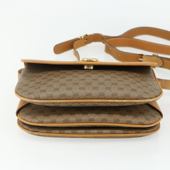 GUCCI Micro GG Supreme Shoulder Bag PVC Brown Gold 001 116 0917 Auth ti3822