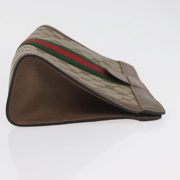 GUCCI GG Supreme Web Sherry Line Clutch Bag PVC Beige 89 01 002 Auth ti3823