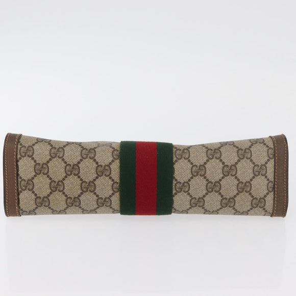 GUCCI GG Supreme Web Sherry Line Clutch Bag PVC Beige 89 01 002 Auth ti3823