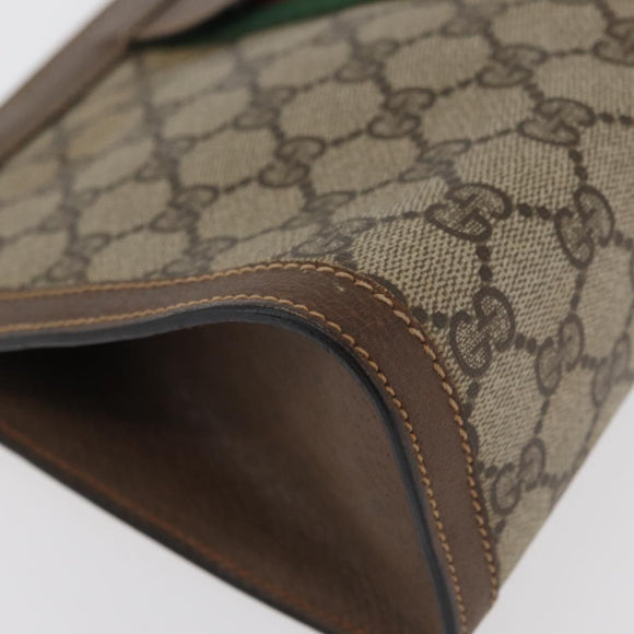GUCCI GG Supreme Web Sherry Line Clutch Bag PVC Beige 89 01 002 Auth ti3823