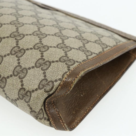 GUCCI GG Supreme Web Sherry Line Clutch Bag PVC Beige 89 01 033 Auth ti3825