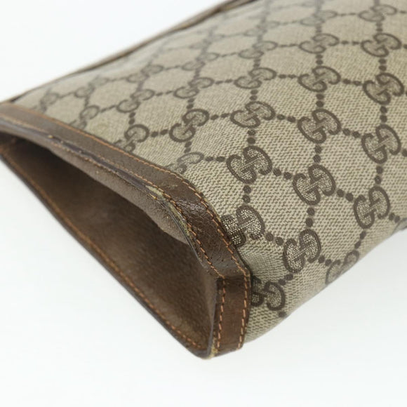 GUCCI GG Supreme Web Sherry Line Clutch Bag PVC Beige 89 01 033 Auth ti3825