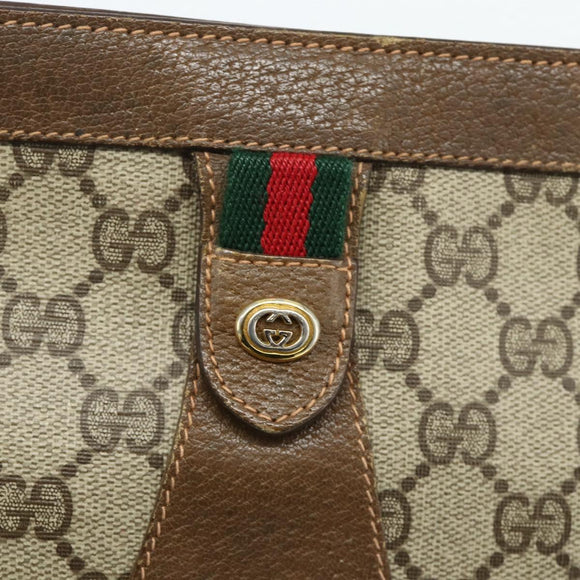 GUCCI GG Supreme Web Sherry Line Clutch Bag PVC Beige 89 01 033 Auth ti3825