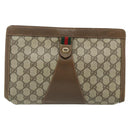 GUCCI GG Supreme Web Sherry Line Clutch Bag PVC Beige 89 01 033 Auth ti3825-13