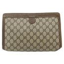 GUCCI GG Supreme Web Sherry Line Clutch Bag PVC Beige 89 01 033 Auth ti3825-2