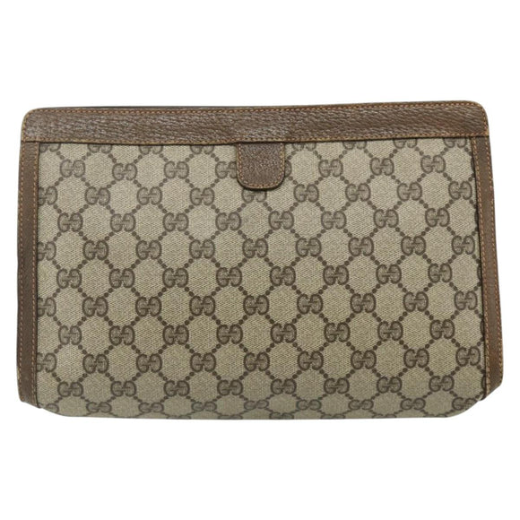 GUCCI GG Supreme Web Sherry Line Clutch Bag PVC Beige 89 01 033 Auth ti3825