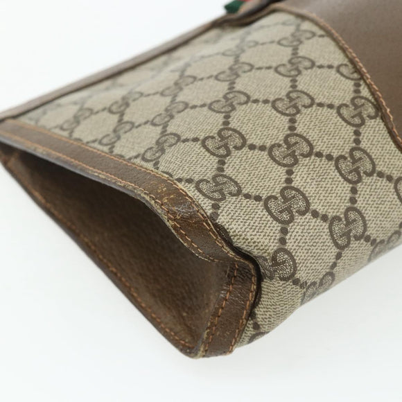 GUCCI GG Supreme Web Sherry Line Clutch Bag PVC Beige 89 01 033 Auth ti3825