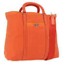 PRADA Hand Bag Nylon 2way Orange Silver Auth ti3826-1