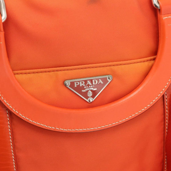 PRADA Hand Bag Nylon 2way Orange Silver Auth ti3826