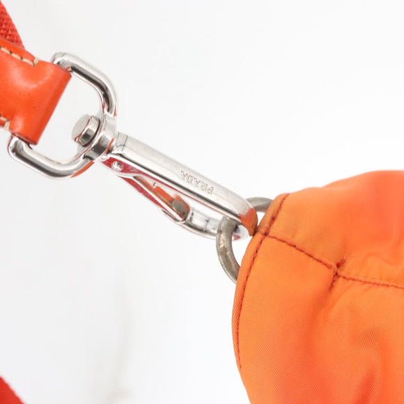 PRADA Hand Bag Nylon 2way Orange Silver Auth ti3826