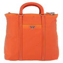PRADA Hand Bag Nylon 2way Orange Silver Auth ti3826-13