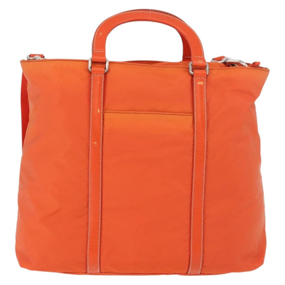 PRADA Hand Bag Nylon 2way Orange Silver Auth ti3826