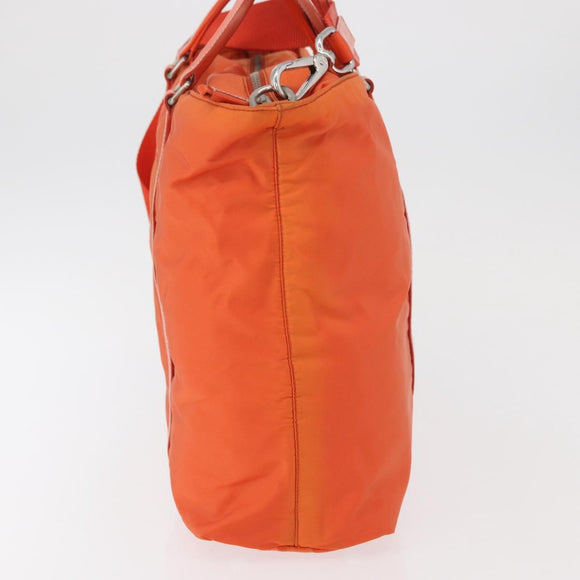 PRADA Hand Bag Nylon 2way Orange Silver Auth ti3826