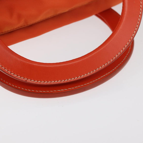 PRADA Hand Bag Nylon 2way Orange Silver Auth ti3826