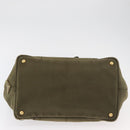 PRADA Canapa MM Hand Bag Canvas 2way Khaki Gold Auth ti3829-5