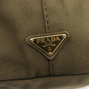 PRADA Canapa MM Hand Bag Canvas 2way Khaki Gold Auth ti3829-18