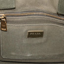 PRADA Canapa MM Hand Bag Canvas 2way Khaki Gold Auth ti3829-19