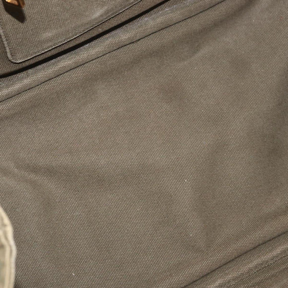 PRADA Canapa MM Hand Bag Canvas 2way Khaki Gold Auth ti3829