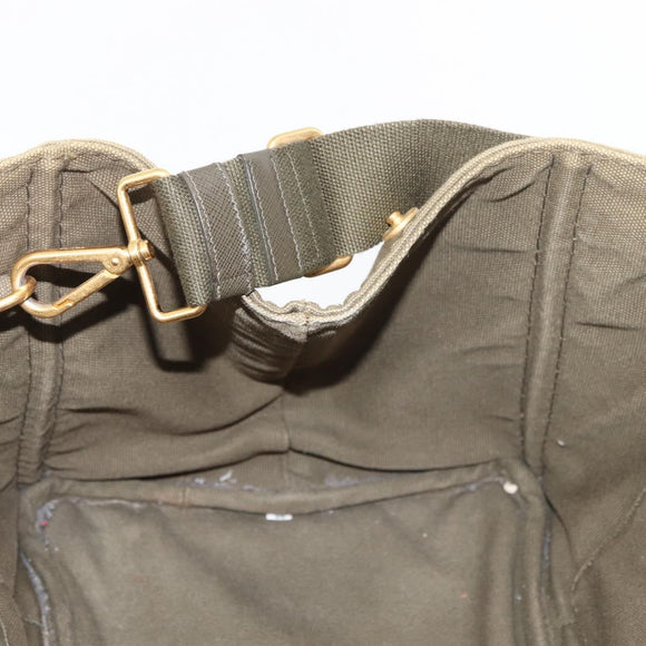 PRADA Canapa MM Hand Bag Canvas 2way Khaki Gold Auth ti3829