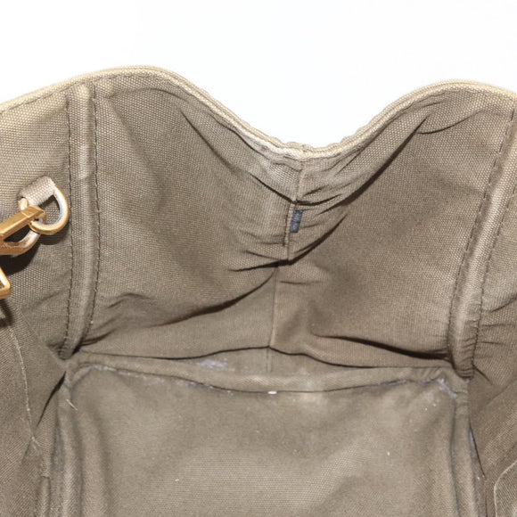 PRADA Canapa MM Hand Bag Canvas 2way Khaki Gold Auth ti3829
