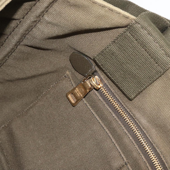 PRADA Canapa MM Hand Bag Canvas 2way Khaki Gold Auth ti3829
