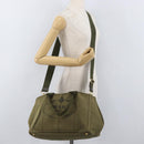 PRADA Canapa MM Hand Bag Canvas 2way Khaki Gold Auth ti3829-26