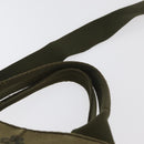 PRADA Canapa MM Hand Bag Canvas 2way Khaki Gold Auth ti3829-8