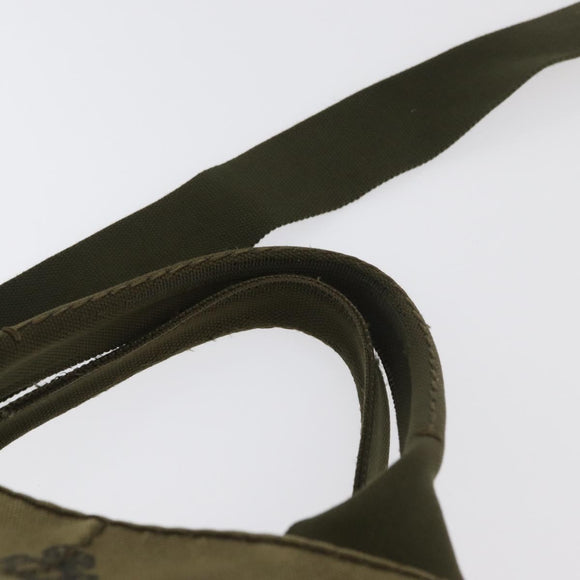 PRADA Canapa MM Hand Bag Canvas 2way Khaki Gold Auth ti3829