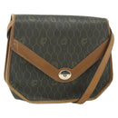 Christian Dior Honeycomb Canvas Shoulder Bag PVC Khaki Gold Auth ti3832-1