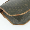 Christian Dior Honeycomb Canvas Shoulder Bag PVC Khaki Gold Auth ti3832-16