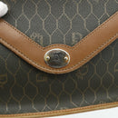 Christian Dior Honeycomb Canvas Shoulder Bag PVC Khaki Gold Auth ti3832-17