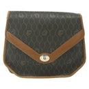 Christian Dior Honeycomb Canvas Shoulder Bag PVC Khaki Gold Auth ti3832-13