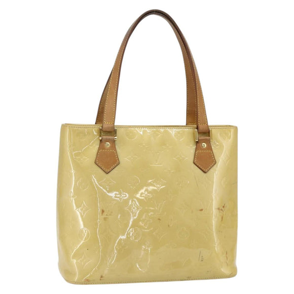 LOUIS VUITTON Monogram Vernis Houston Hand Bag Beige M91004 LV Auth ti3833