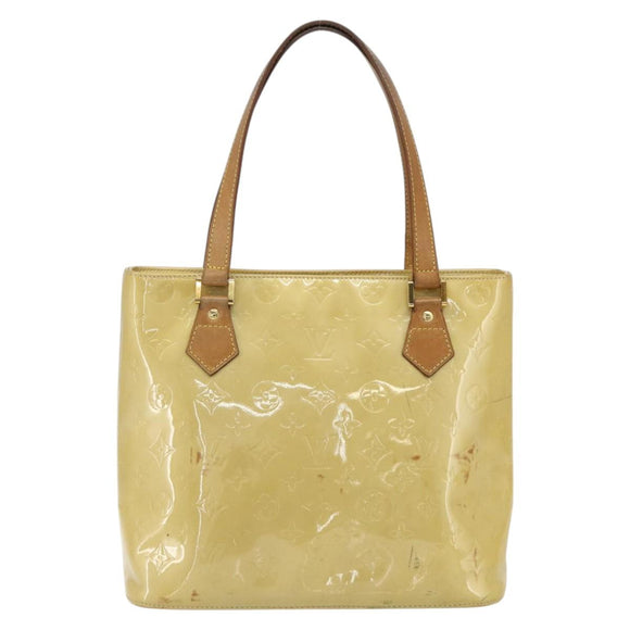 LOUIS VUITTON Monogram Vernis Houston Hand Bag Beige M91004 LV Auth ti3833