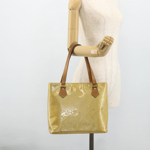 LOUIS VUITTON Monogram Vernis Houston Hand Bag Beige M91004 LV Auth ti3833