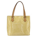 LOUIS VUITTON Monogram Vernis Houston Hand Bag Beige M91004 LV Auth ti3833-2
