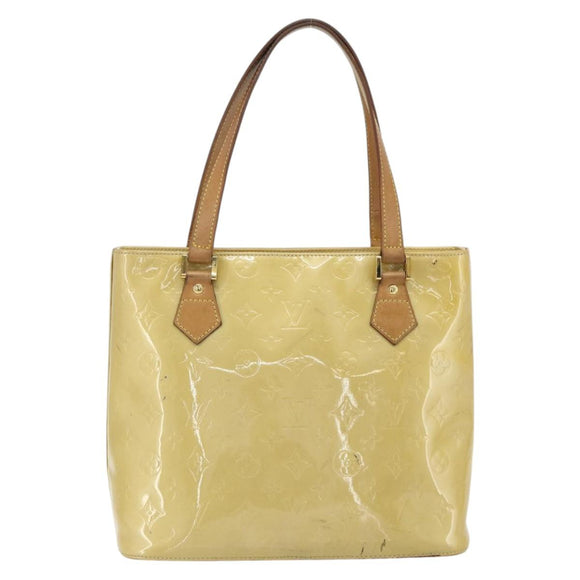 LOUIS VUITTON Monogram Vernis Houston Hand Bag Beige M91004 LV Auth ti3833