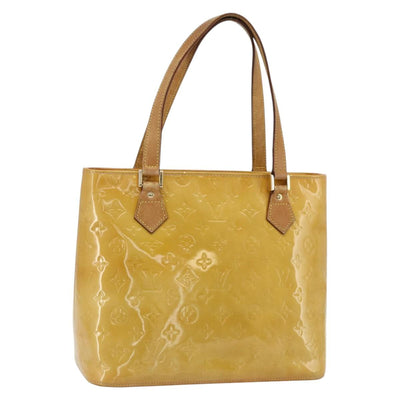 LOUIS VUITTON Monogram Vernis Houston Hand Bag Beige M91004 LV Auth ti3835