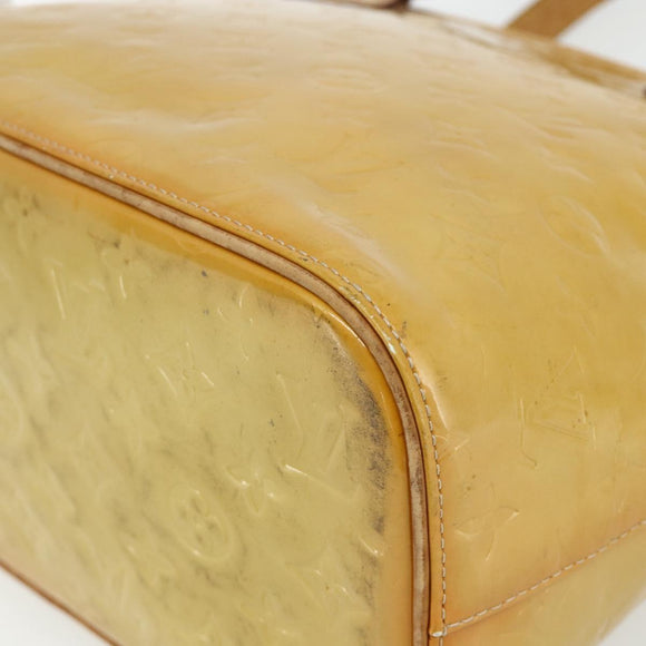 LOUIS VUITTON Monogram Vernis Houston Hand Bag Beige M91004 LV Auth ti3835